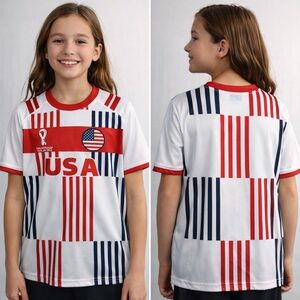 USA FIFA World Cup 2022 Youth Jersey L-G-G 14/16) Red White Blue Soccer Shirt